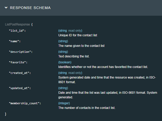 Endpoint/method schema example